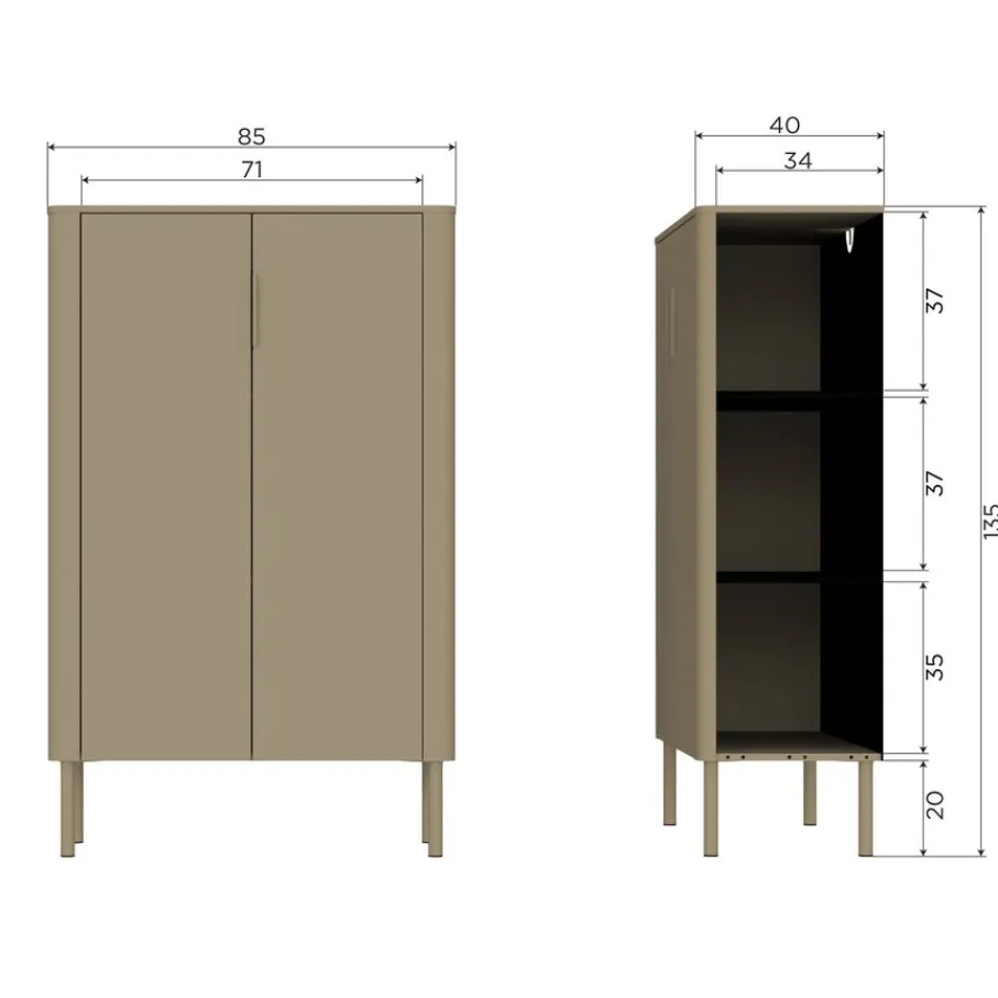 Wandkasten<WOOOD Wandkast Gunnar Zwart - 85x135x39 cm