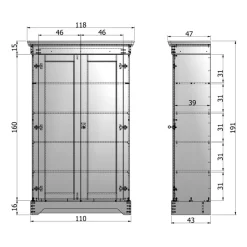 Wandkasten<WOOOD Wandkast Isabel Wit - 118x191x47 cm