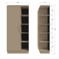 Wandkasten<WOOOD Wandkast Lowen Mud - 100x221x44 cm