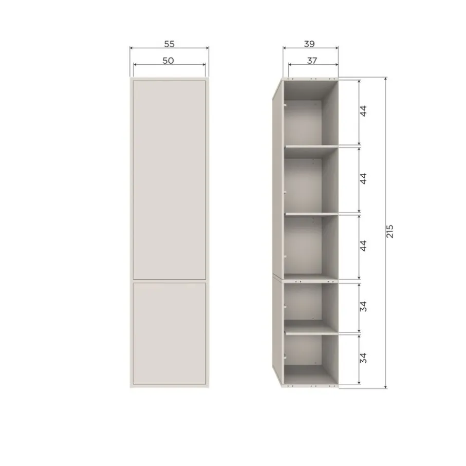 Wandkasten<WOOOD Wandkast Meggy Dust - 55x215x40 cm