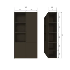 Wandkasten<WOOOD Wandkast Meggy Rechts Middenbruin - 108x215x40 cm