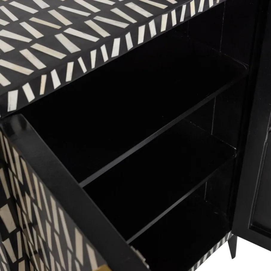 Opbergkasten<WOOOD Wandkast Menne Zwart - 81x108x43 cm