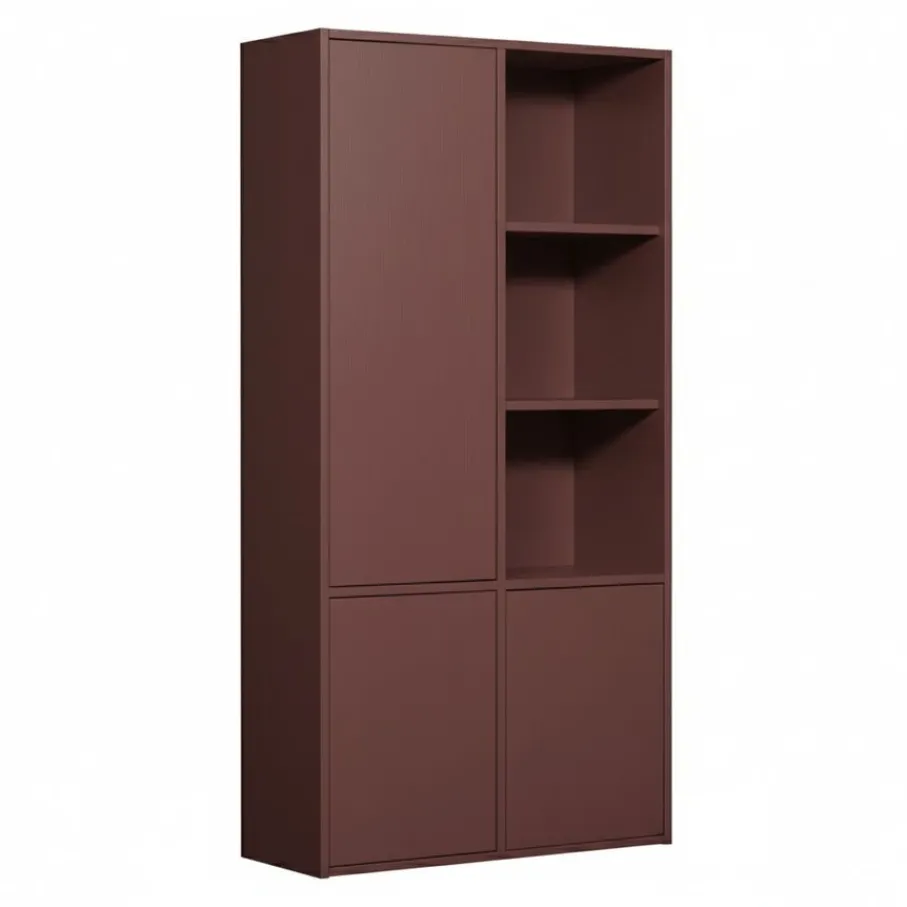 Opbergkasten<WOOOD Wandkast Merel Bordeaux - 100x200x40 cm