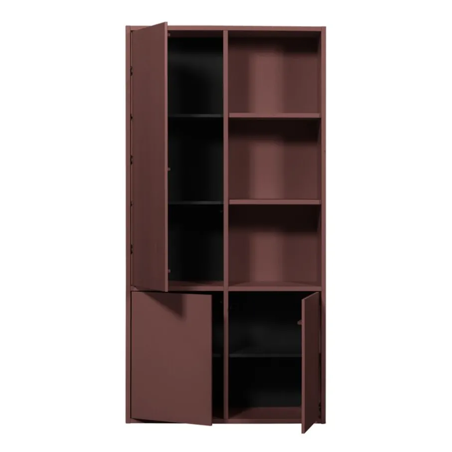 Opbergkasten<WOOOD Wandkast Merel Bordeaux - 100x200x40 cm