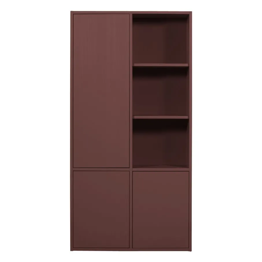 Opbergkasten<WOOOD Wandkast Merel Bordeaux - 100x200x40 cm