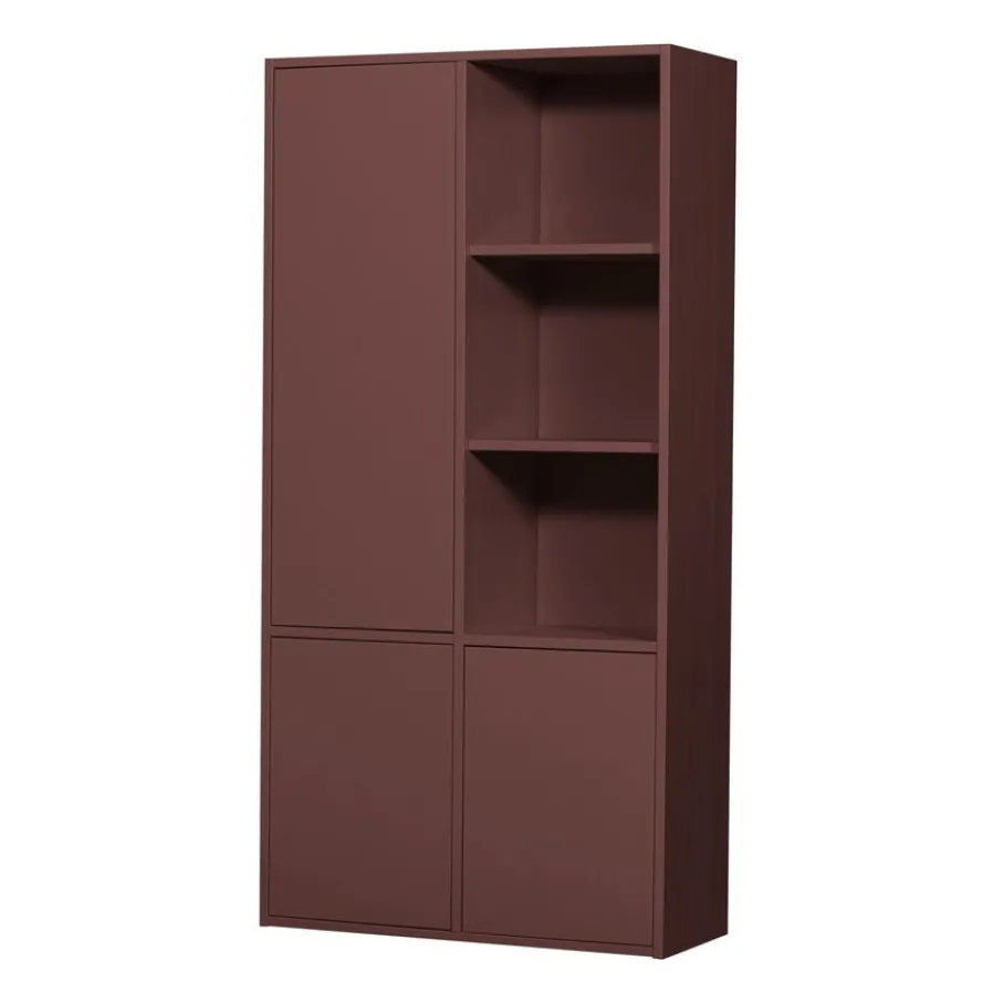 Opbergkasten<WOOOD Wandkast Merel Bordeaux - 100x200x40 cm