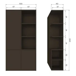 Opbergkasten<WOOOD Wandkast Merel Bruin - 100x200x40 cm