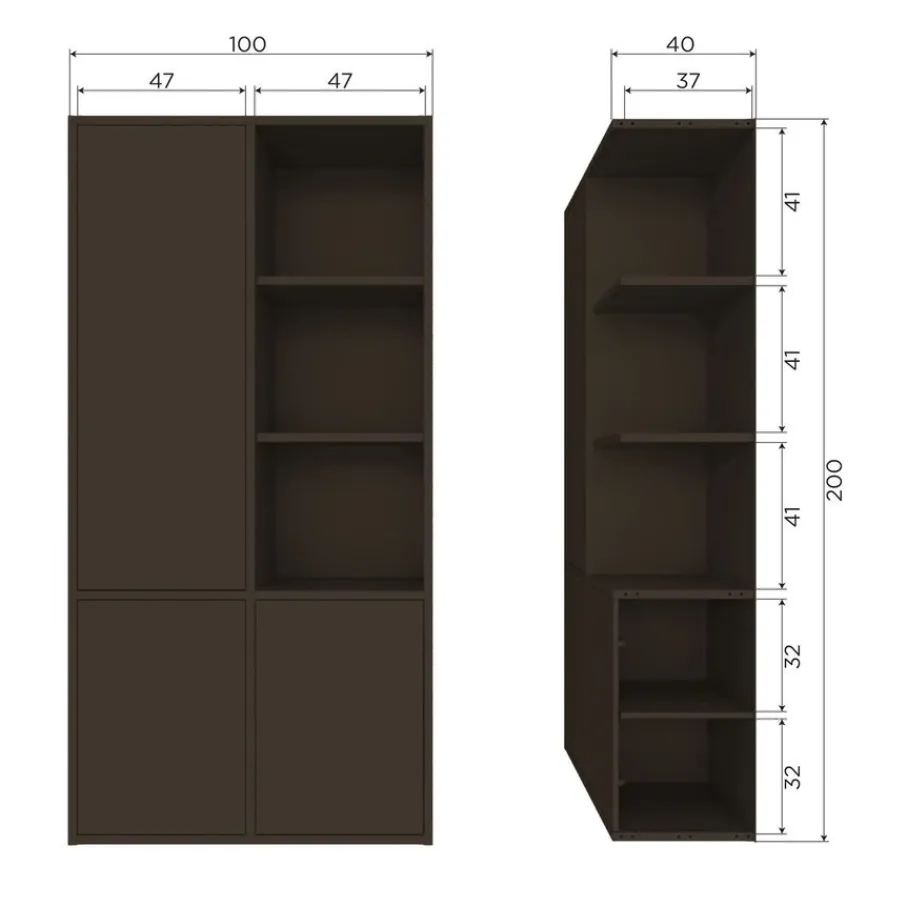 Opbergkasten<WOOOD Wandkast Merel Bruin - 100x200x40 cm