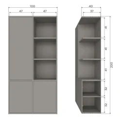 Opbergkasten<WOOOD Wandkast Merel Warmgrijs - 100x200x40 cm