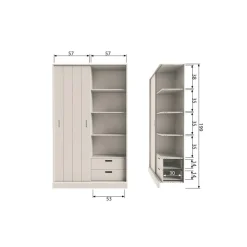Wandkasten<WOOOD Wandkast Mila Grijs - 120x200x42 cm