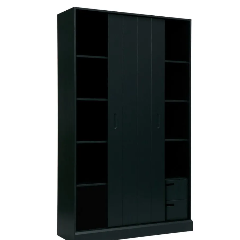 Wandkasten<WOOOD Wandkast Move Zwart - 120x200x42 cm