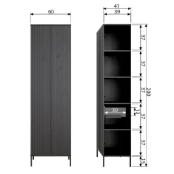 Wandkasten<WOOOD Wandkast New Gravure Bruin - 60x210x42 cm