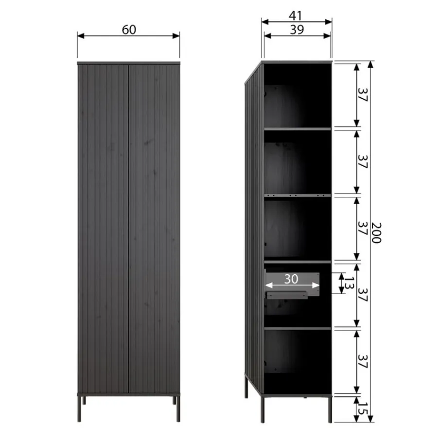 Wandkasten<WOOOD Wandkast New Gravure Bruin - 60x210x42 cm