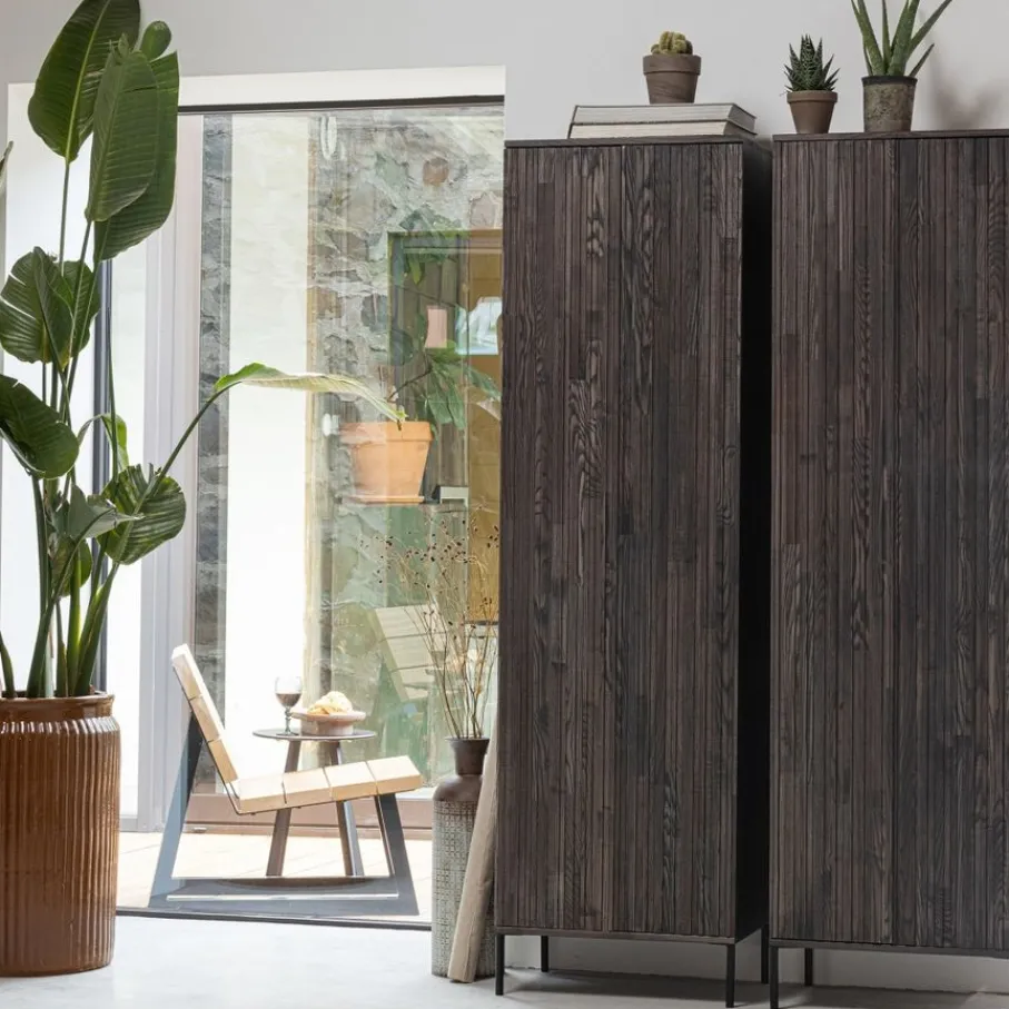 Wandkasten<WOOOD Wandkast New Gravure Bruin - 60x210x42 cm