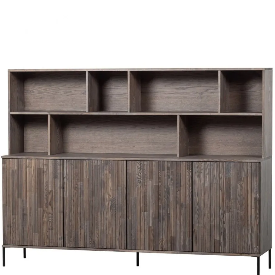 Wandkasten<WOOOD Wandkast New Gravure Bruin - 200x150x44 cm