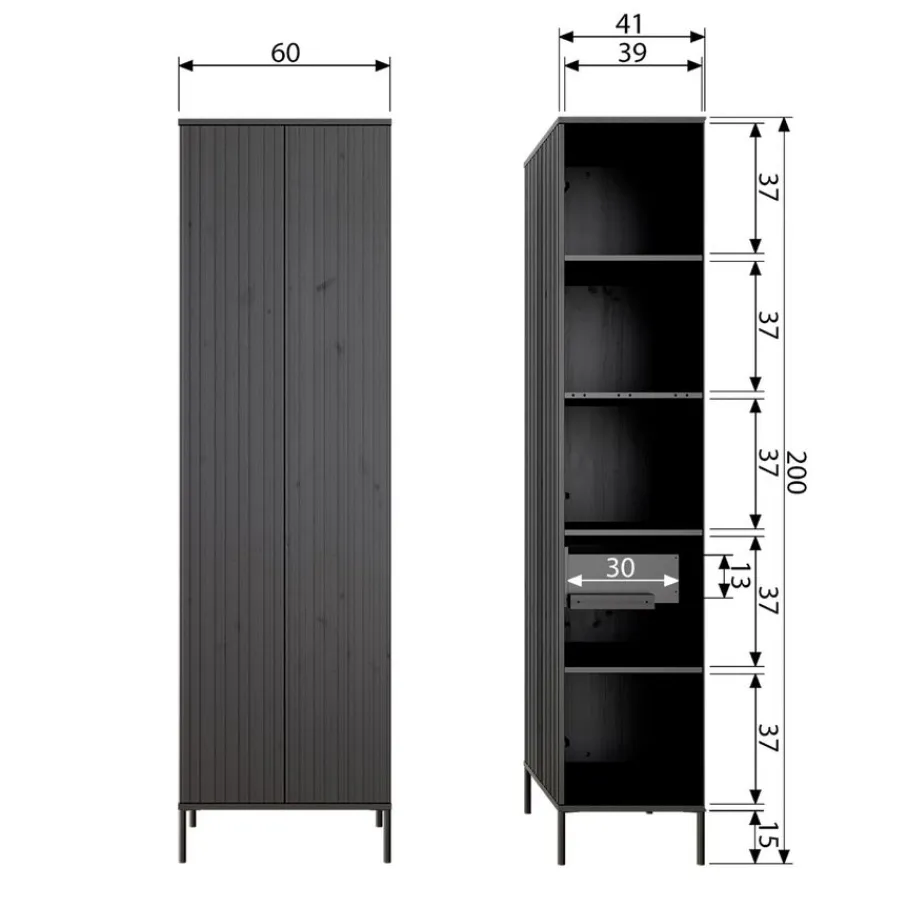 Wandkasten<WOOOD Wandkast New Gravure Dust - 60x210x42 cm