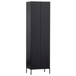 Wandkasten<WOOOD Wandkast New Gravure Zwart - 60x210x42 cm
