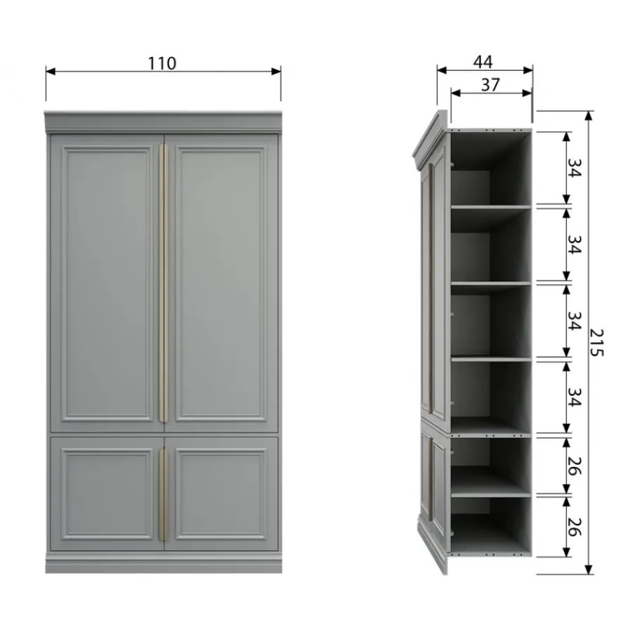 Wandkasten<WOOOD Wandkast Organize Mist - 110x215x44 cm
