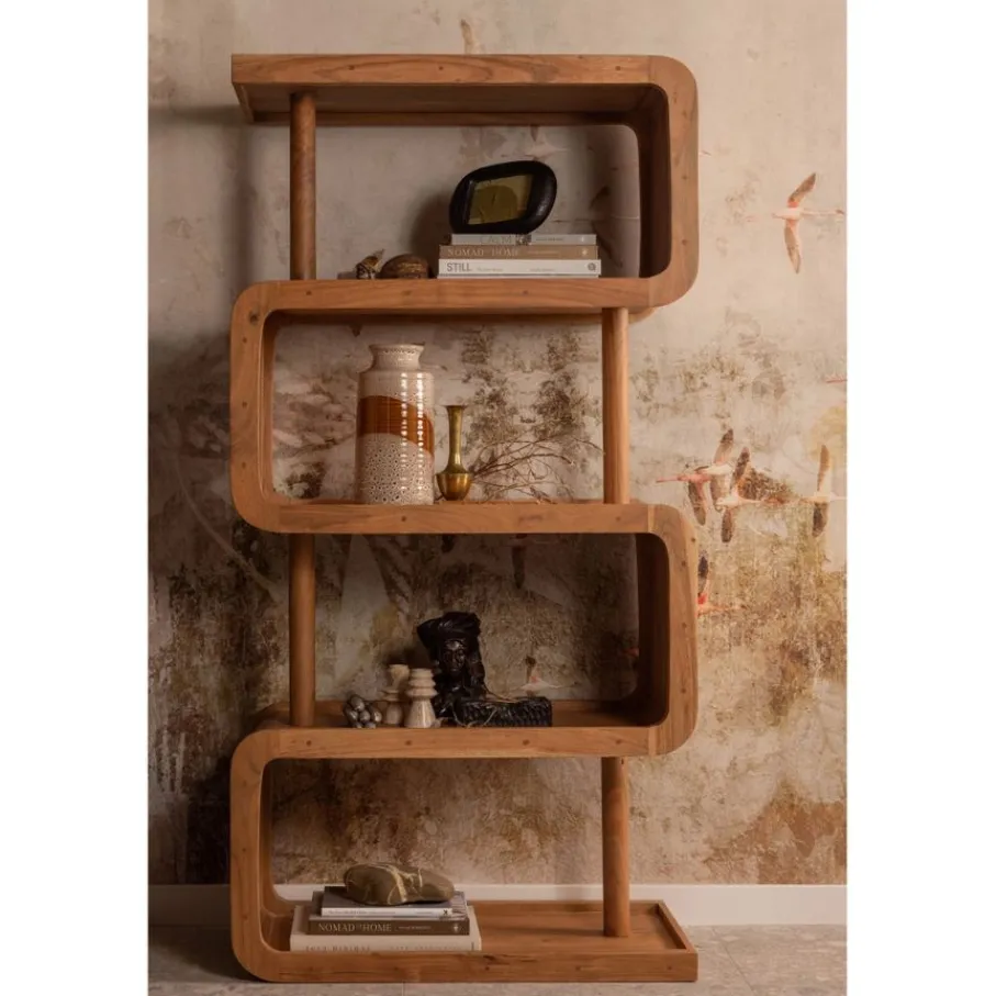 Boekenkasten|Wandkasten<WOOOD Wandkast Rattle Bruin - 82x160x40 cm