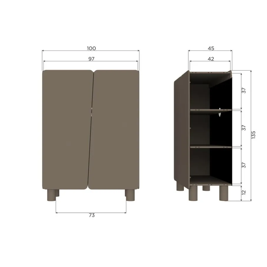 Opbergkasten<WOOOD Wandkast Root Truffel Bruin - 100x135x45 cm