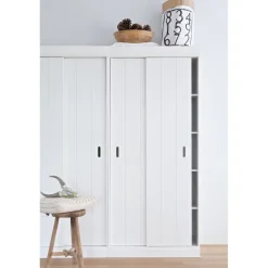 Wandkasten|Kledingkasten<WOOOD Wandkast Row Wit - 85x195x44 cm