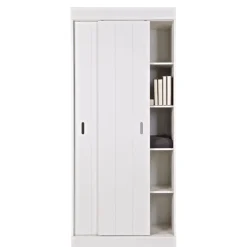 Wandkasten|Kledingkasten<WOOOD Wandkast Row Wit - 85x195x44 cm