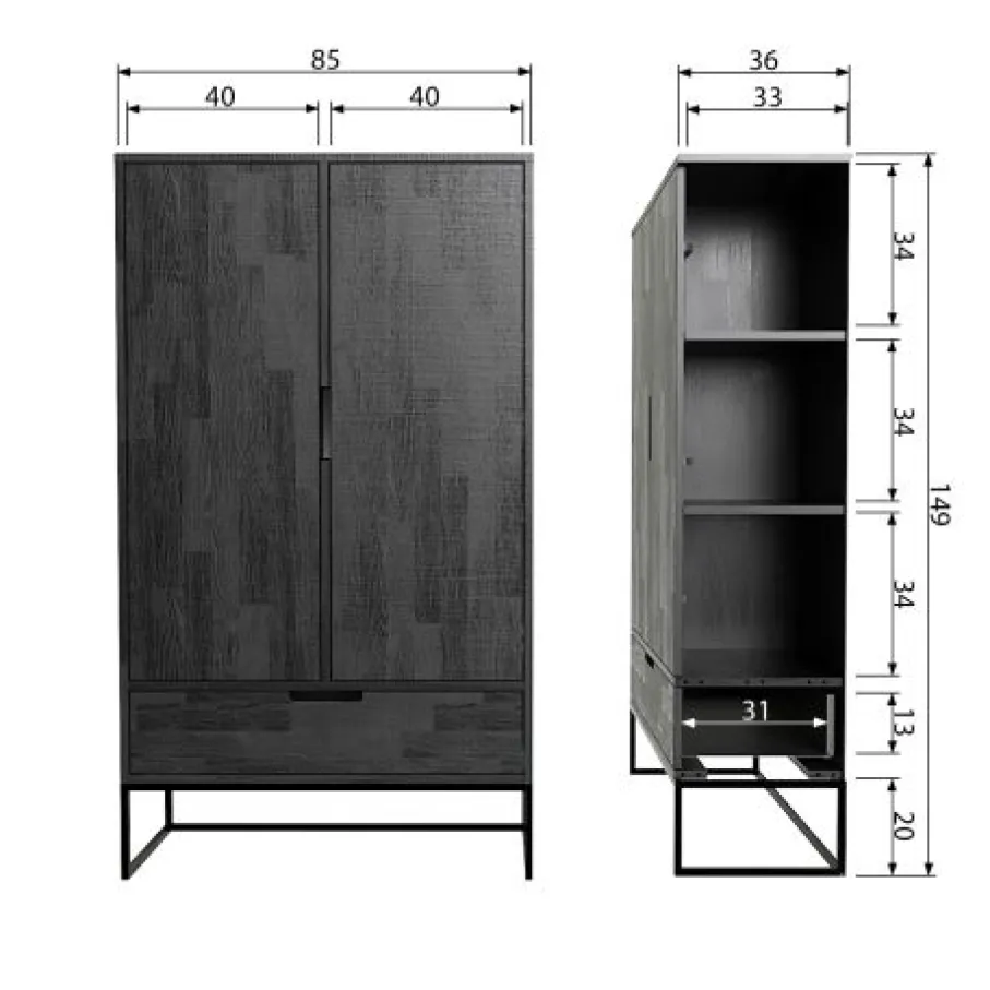 Wandkasten<WOOOD Wandkast Silas Dust - 85x149x36 cm