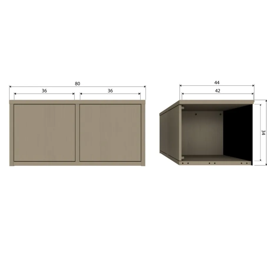 Opbergkasten<WOOOD Wandkast Turner Mud - 80x39x44 cm