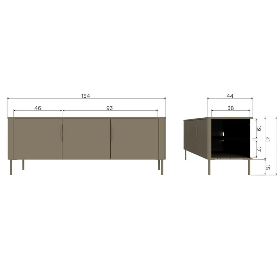 Tv-Meubels<WOOOD (Zwevend) TV-meubel Gunnar Mud - 154x56x44 cm