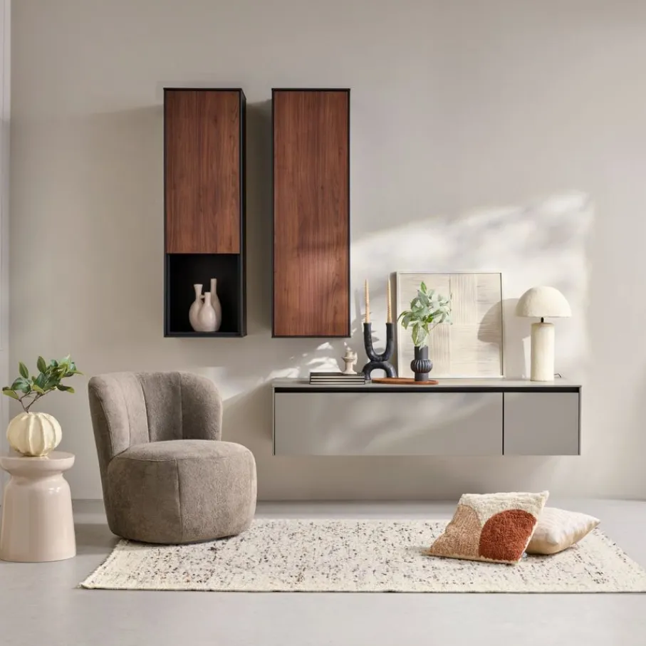 Wandkasten< Zwevende Wandkast Cannes Bruin - 40x130x37 cm