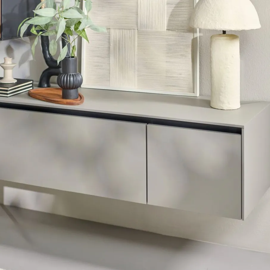Tv-Meubels< Zwevend TV-meubel Cannes Taupe - 162x37x49 cm