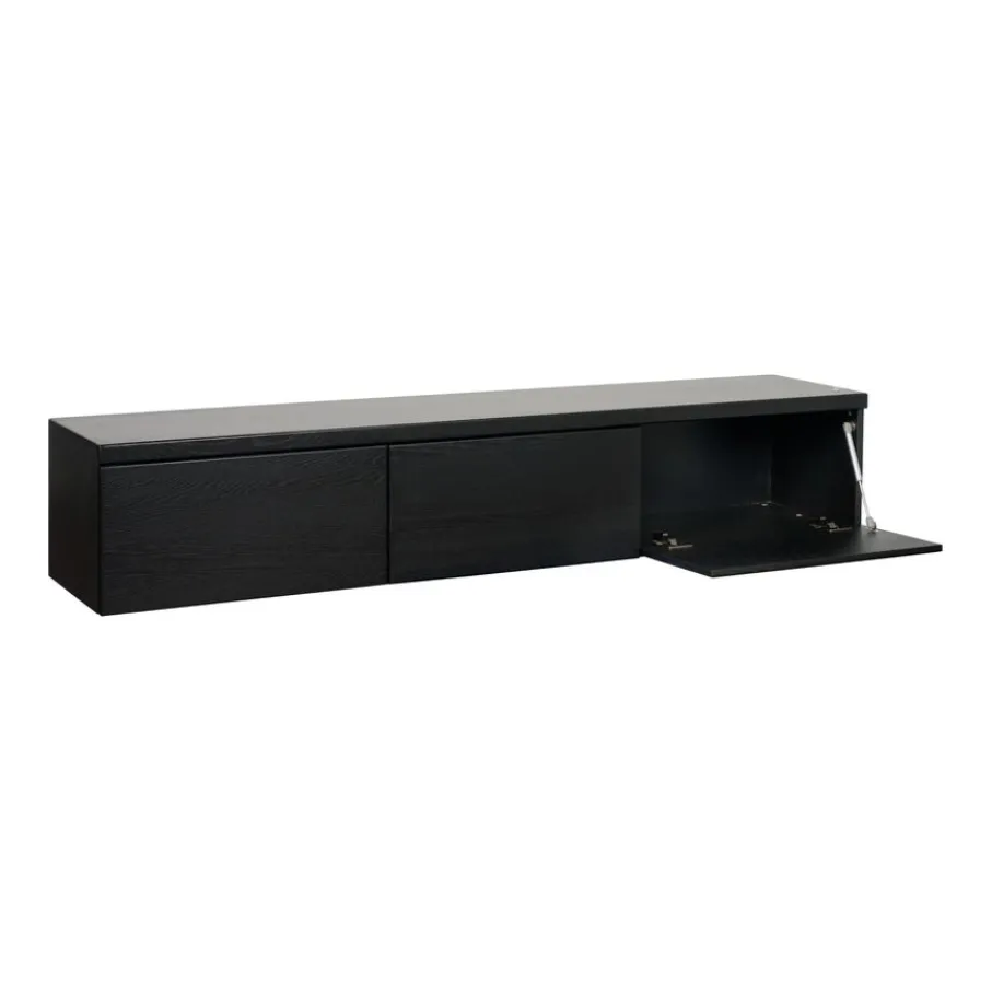 Tv-Meubels< Zwevend TV-meubel Chester Zwart - 190x35x40 cm