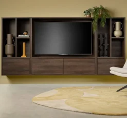 Tv-Meubels|Wandkasten< Zwevend TV-meubel Vista Donkerbruin - 253x119x32 cm